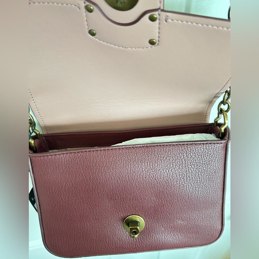 Leather Bag Cross Body Ralph Lauren small bag Envelope Style Bag Red wine color - Picture 16 of 16